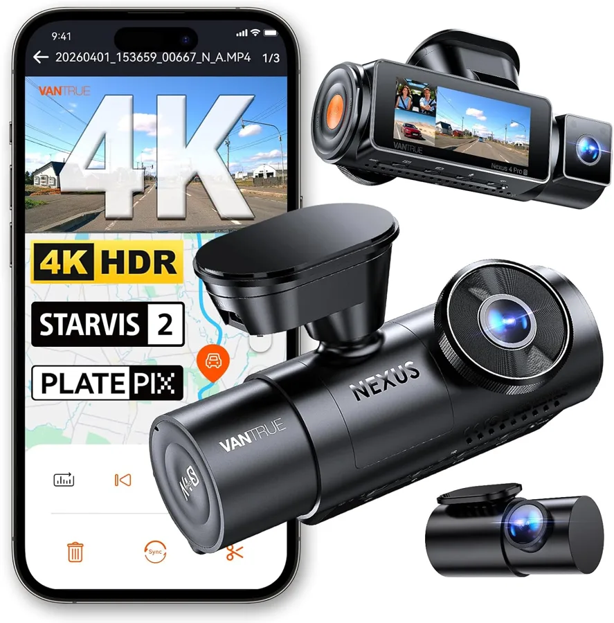 Vantrue N4 Pro S — rotating rear lens with buffered parking