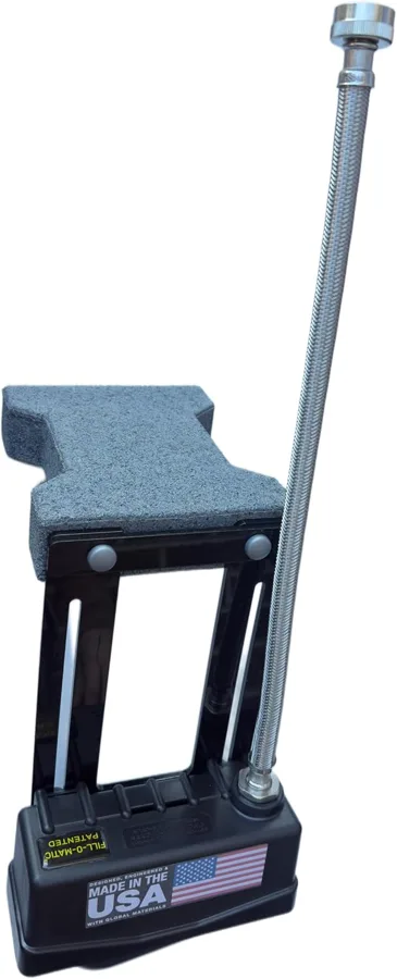 Fill-O-Matic — rubber base and stainless hardware for steady levels