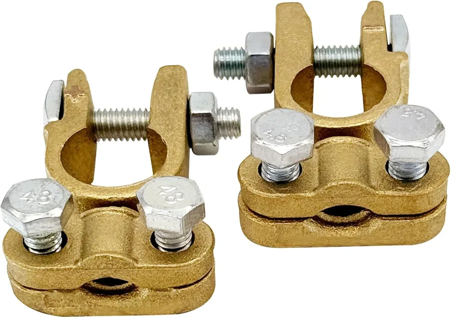 Ampper — brass top post clamps with marked polarity