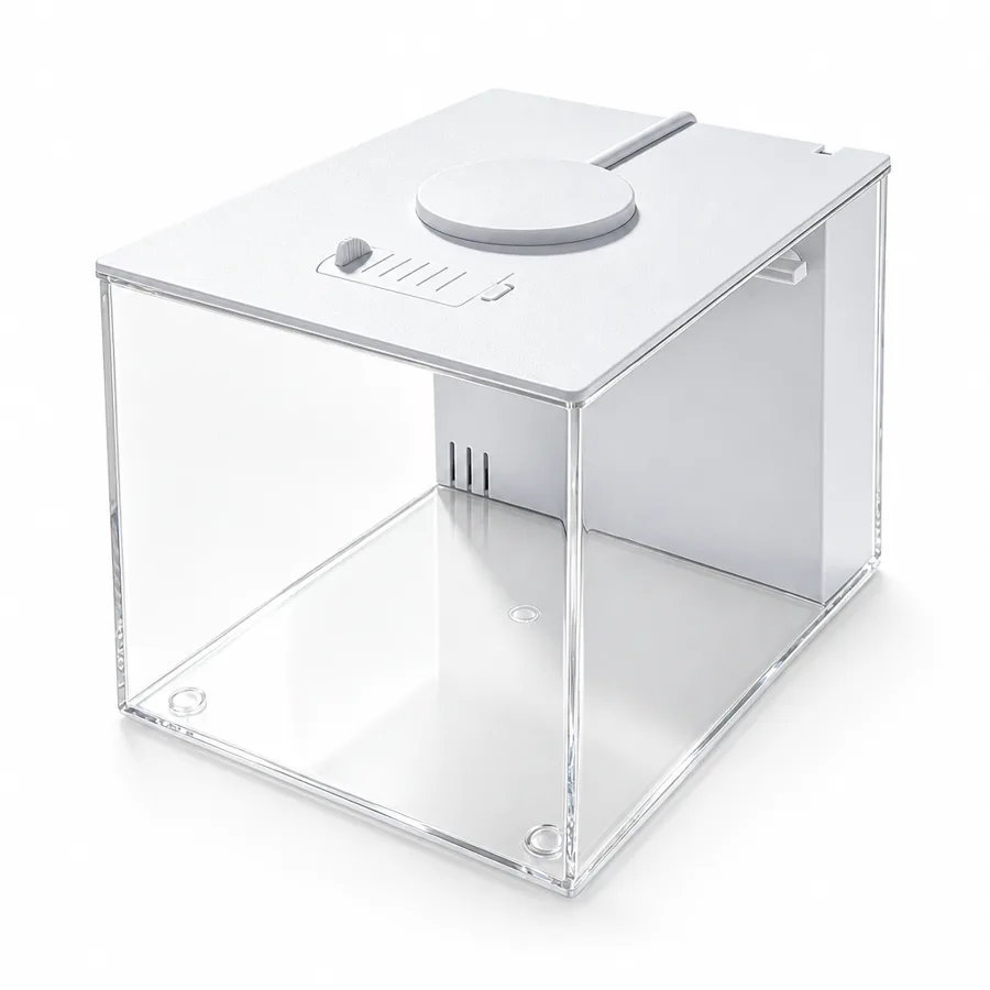 DeskGlimmer — filtered, lit acrylic betta tank for your desk