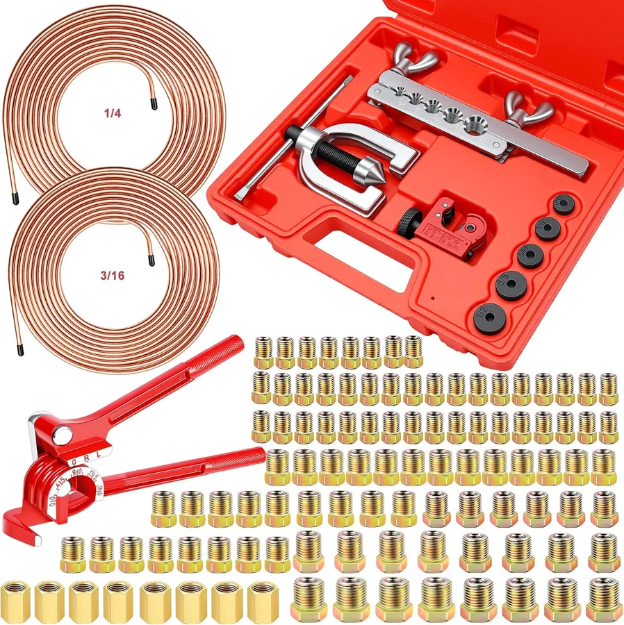 smseace Brake Line Flare Tool — line, fittings and bender in one box