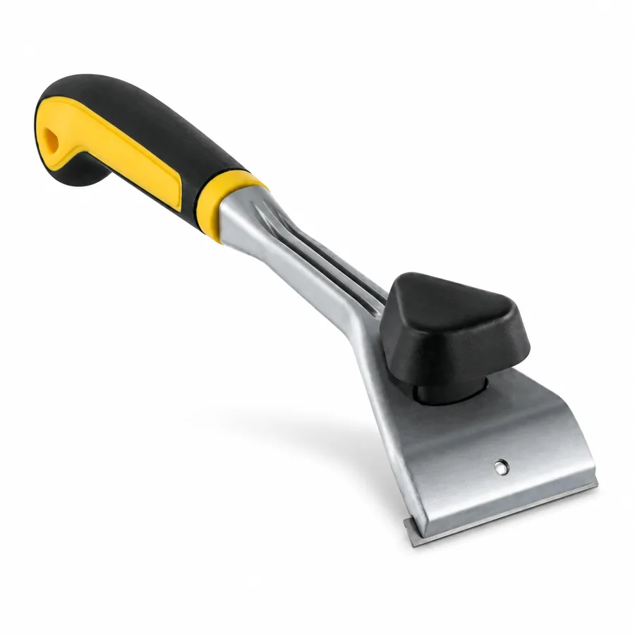 PeelRight — wide carbide blade with a second-hand knob