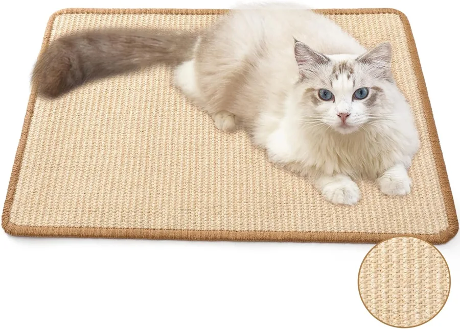 FUKUMARU Cat Scratcher Mat — natural sisal mat for floor, wall or door