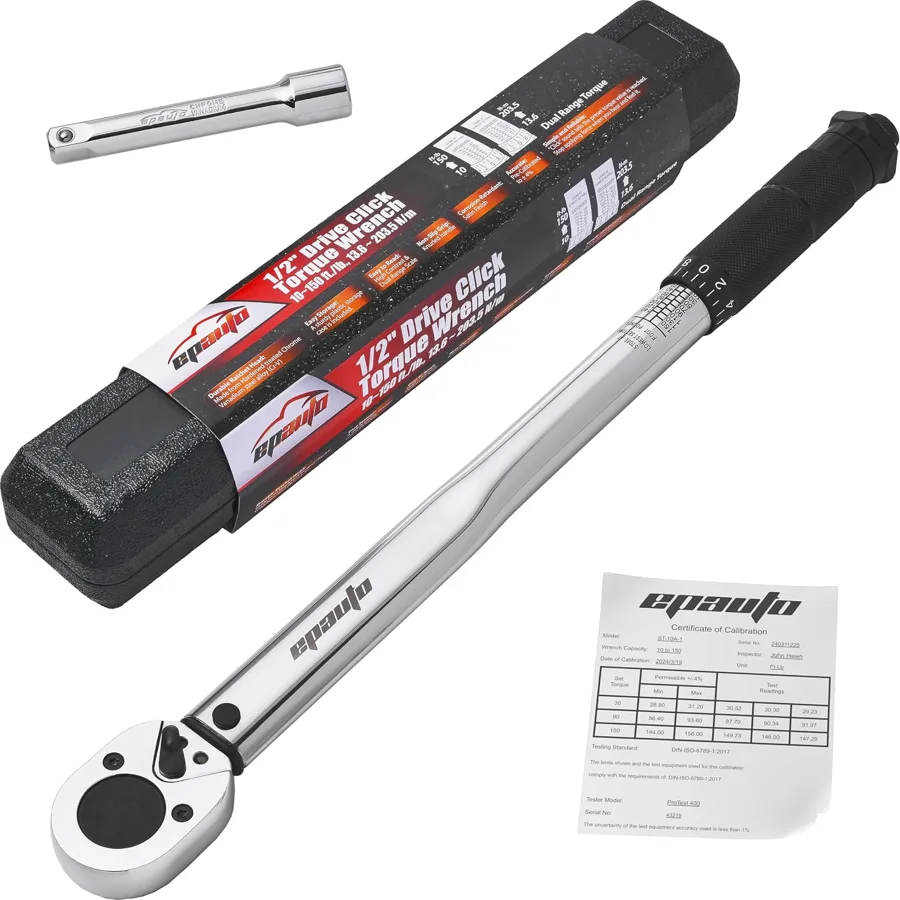 EPAuto 1/2 — full 10-150 ft-lb range with an extension bar