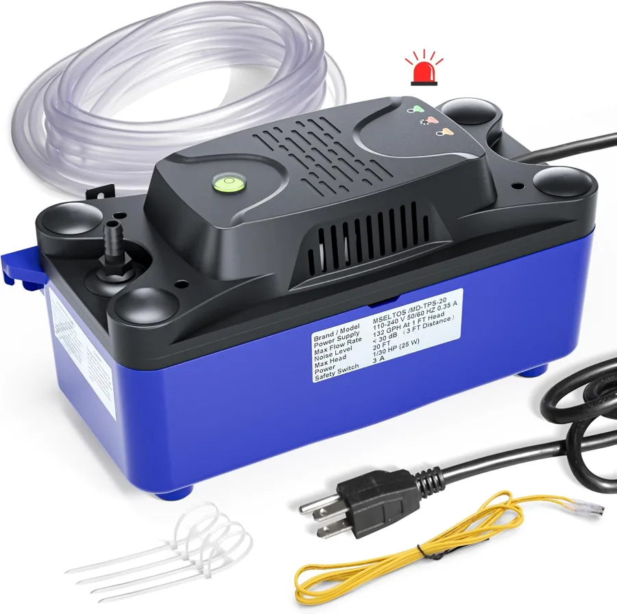 MSELTOS Condensate Pump — alarm, indicator lights and tubing included