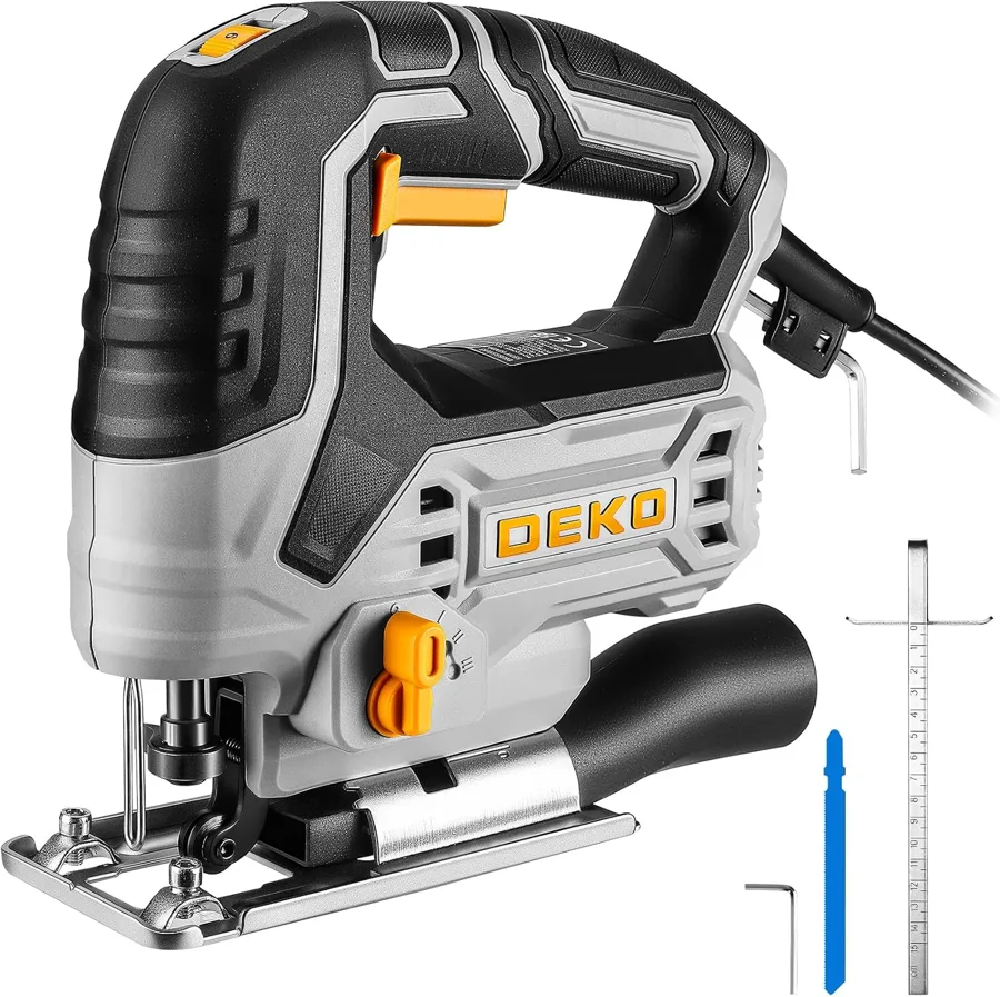 DEKOPRO Corded Jigsaw — tool free blade changes and four orbital settings