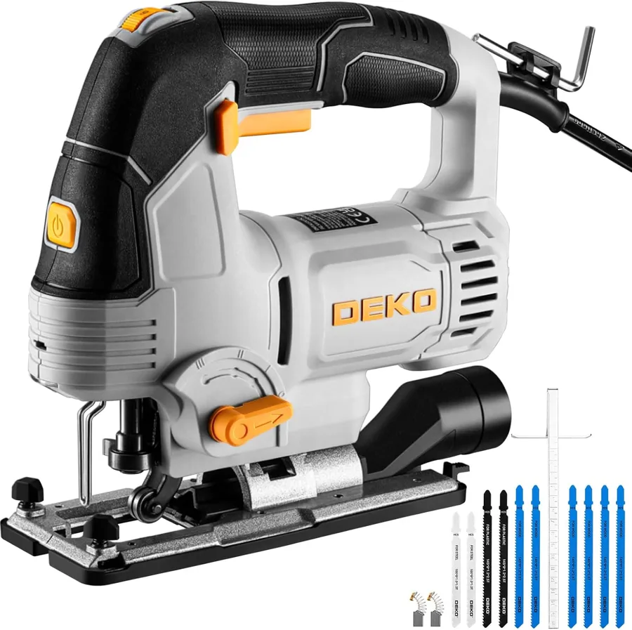 DEKOPRO 6.7A Corded Jigsaw — LED light and assorted blades