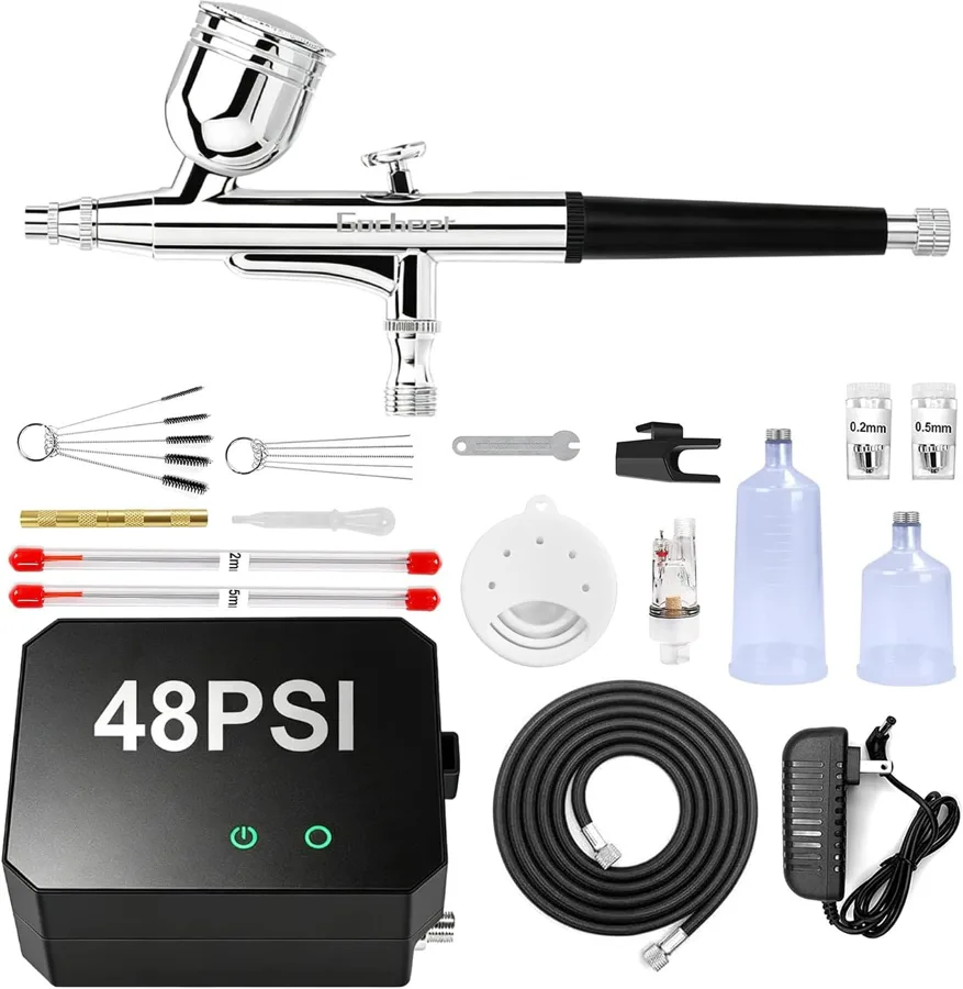 Gocheer Airbrush Kit — three pressure settings up to 48 PSI