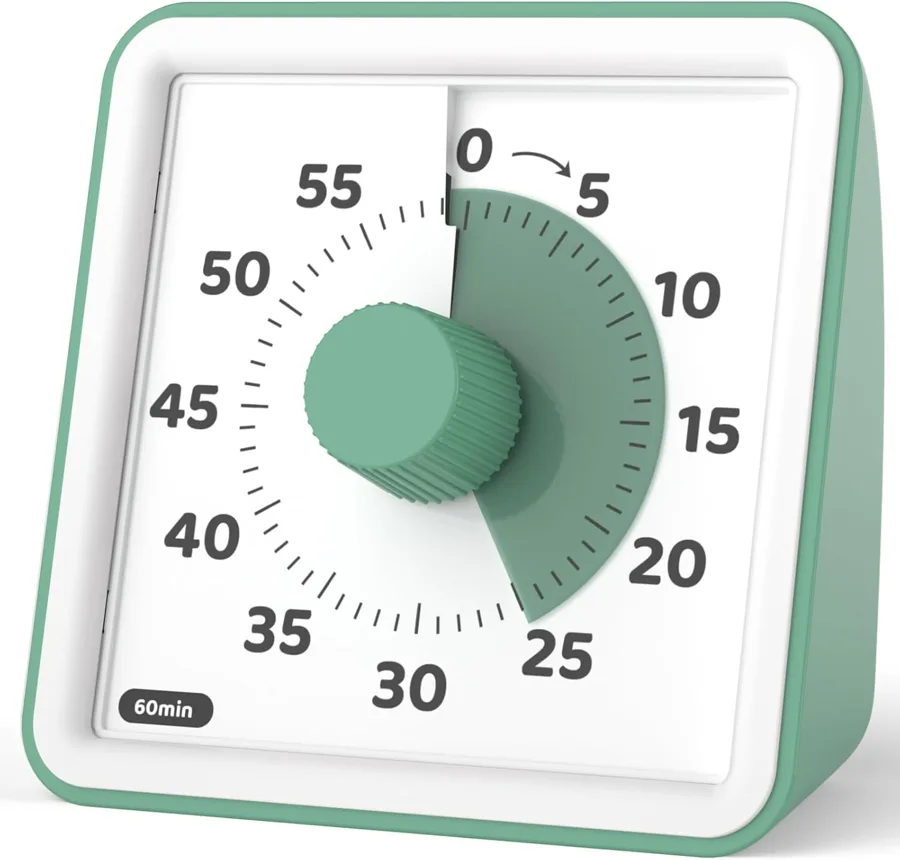 LIORQUE Visual Timer for Kids — mute option and a short self-ending buzz