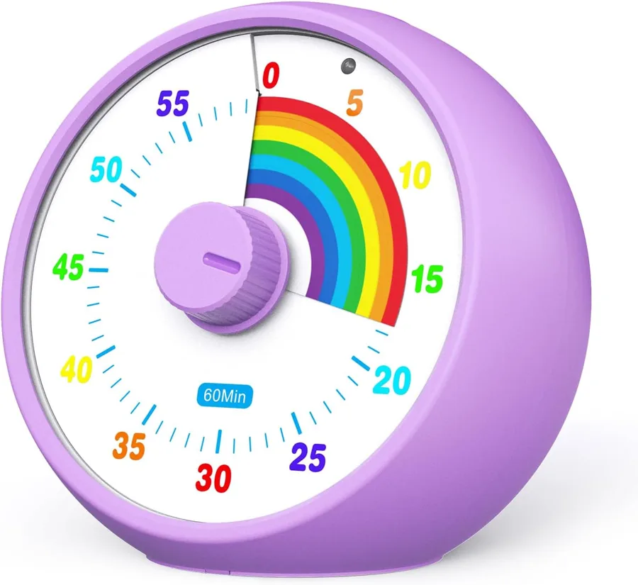 Visual Timer for Kids — playful rainbow disc with a mute option