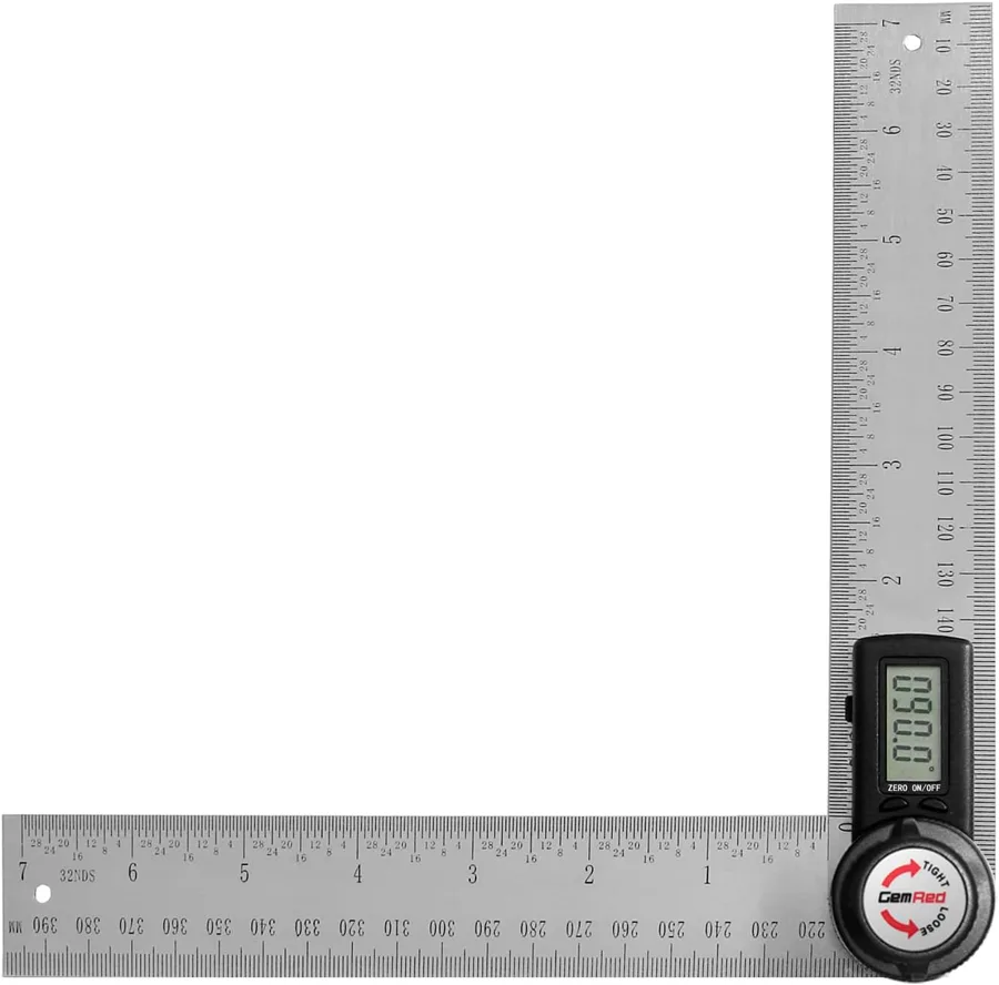 GemRed Digital Angle Finder — Locking stainless ruler for inside and outside corners