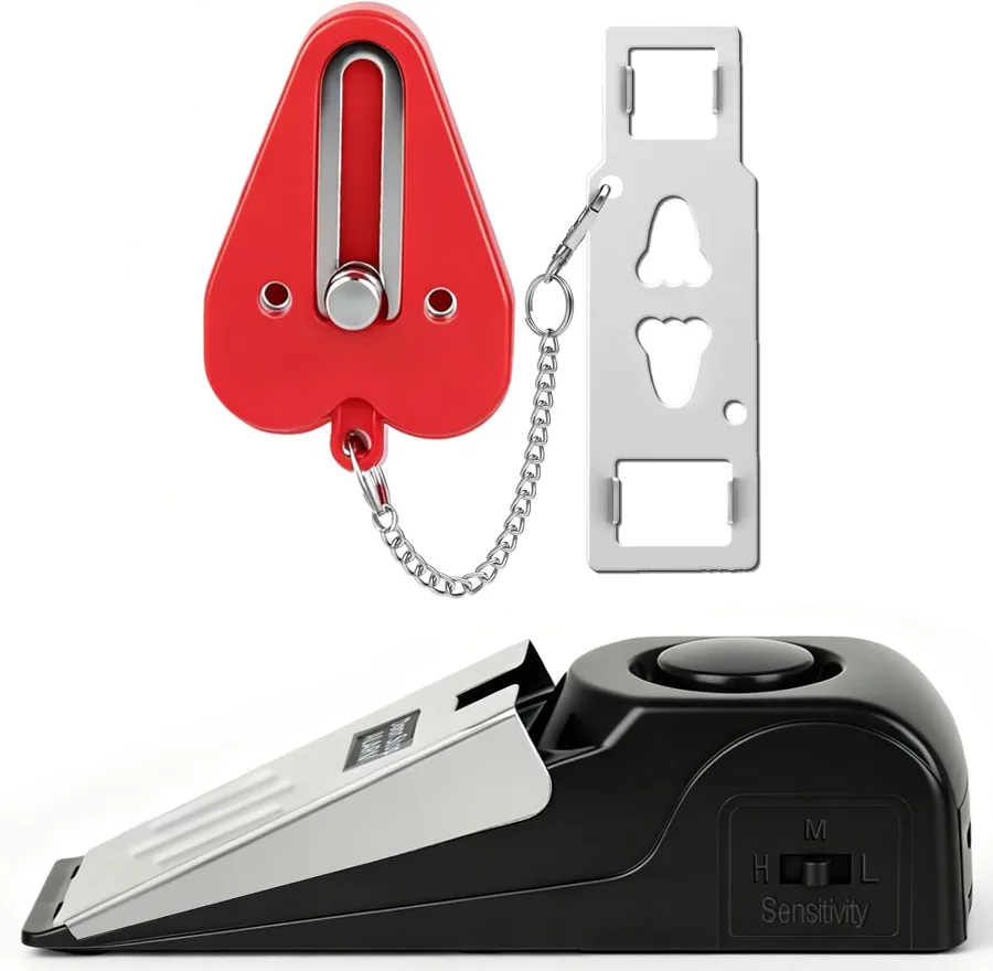 HNHMT — Portable door lock and alarm wedge set