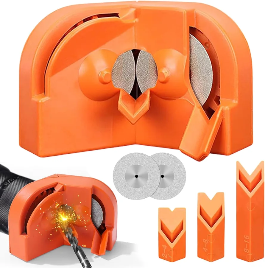Drill-Powered Bit Sharpener — Compact design for a toolbox