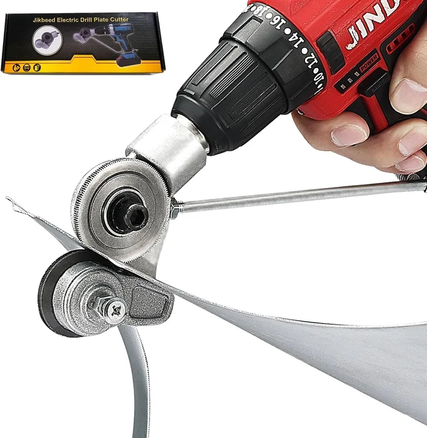 Metal Nibbler Drill Attachment — turns a drill into a thin sheet cutter