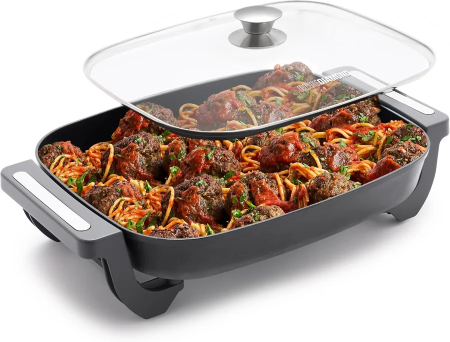 Blue Diamond Electric Skillet — PFAS-free ceramic nonstick surface