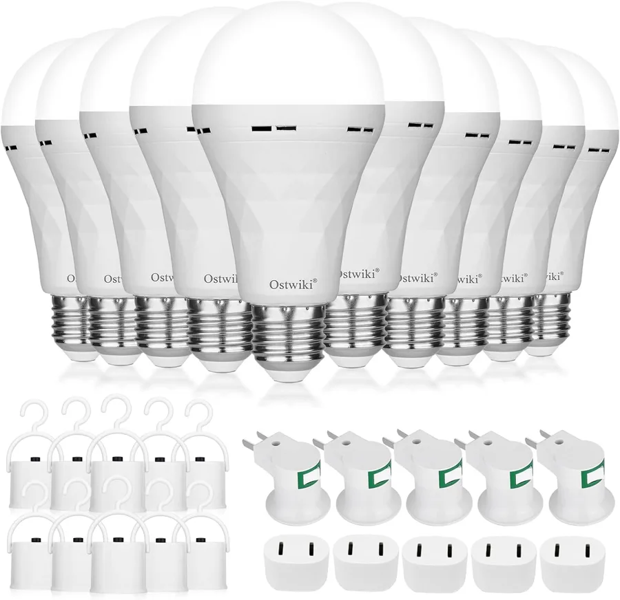 Ostwiki 10 Pack — multi-room emergency bulbs with hooks