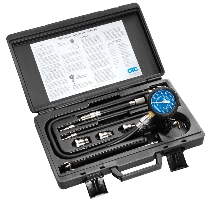 OTC Engine Compression Tester Kit — deep-well adapters for recessed plugs