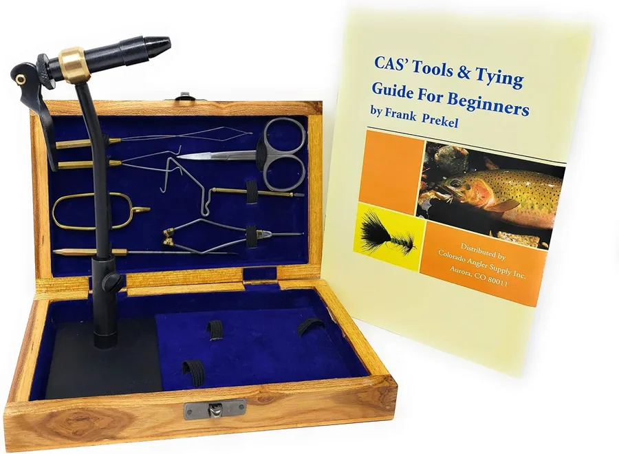 Creative Angler — a wooden-box starter kit with a rotary vise