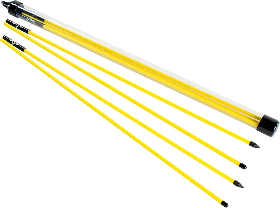 Callaway Alignment Stix — shock-corded steel sticks with drill images