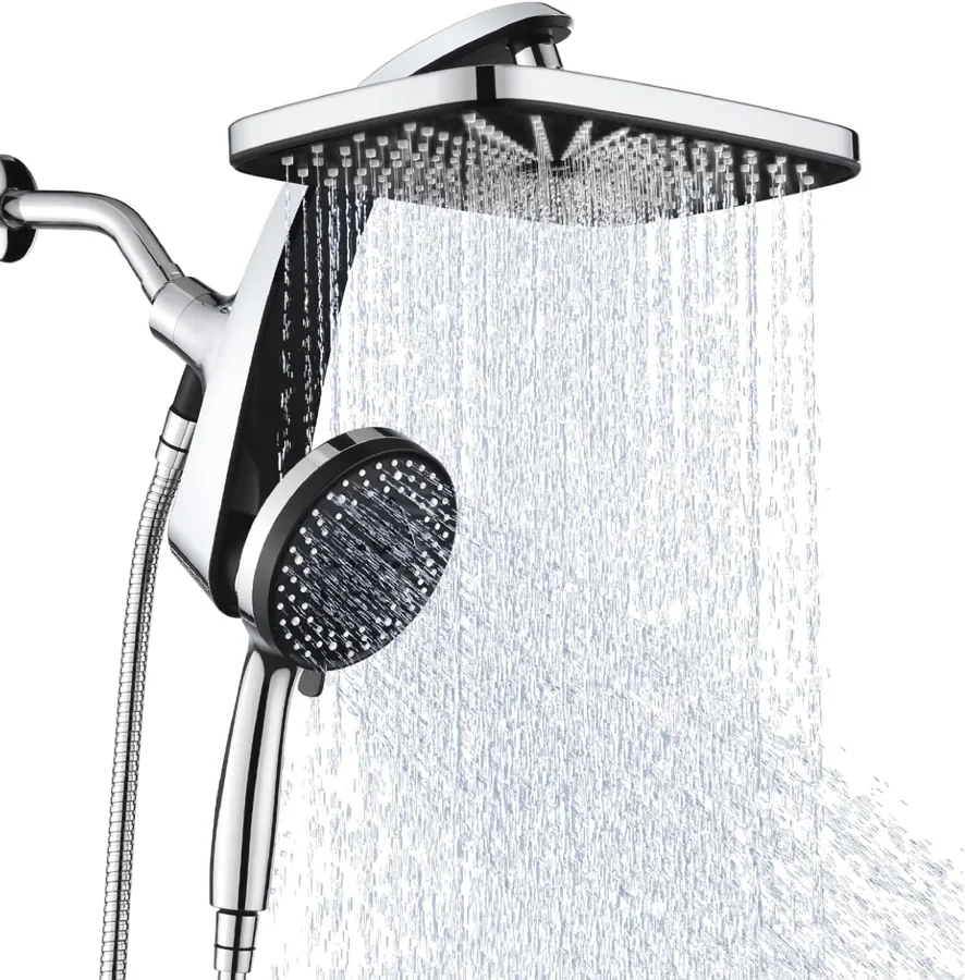 Rain Shower Head with Handheld Showerhead — rain coverage plus a handheld