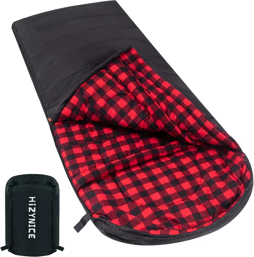 HiZYNICE — XXL flannel bag with a draft tube along the zipper