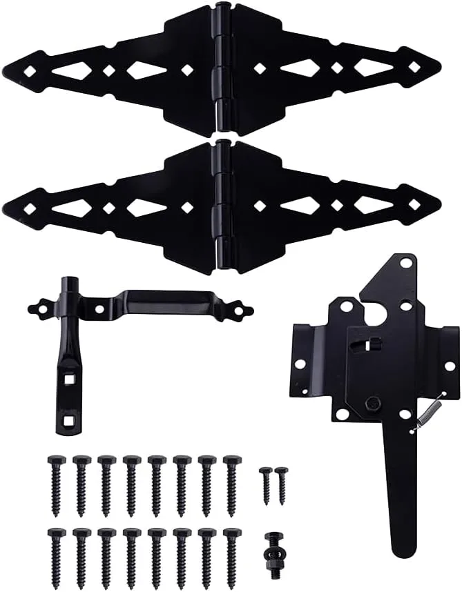 Fence Gate Hardware Kit — hinges, latch and handle in one set