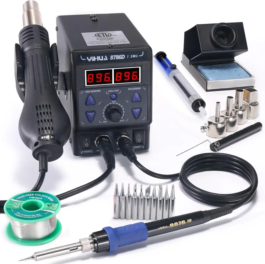 YIHUA 8786D — ten tips and an airflow alarm in one station