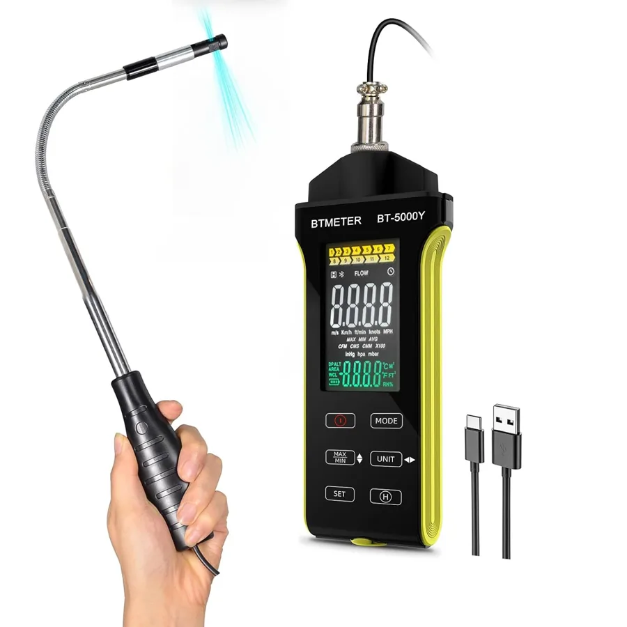 BTMETER — senses very gentle airflow with a swivel probe
