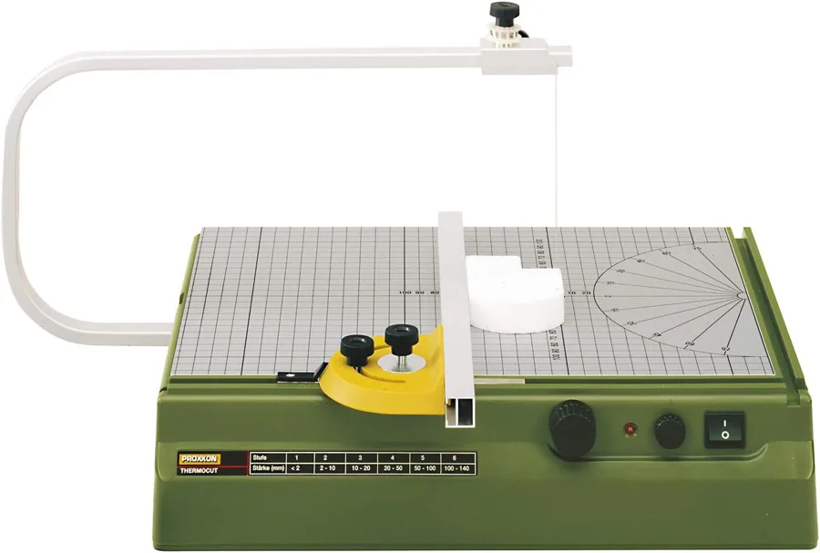 Proxxon Thermocut 115/E Auto — large table for straight and angled cuts