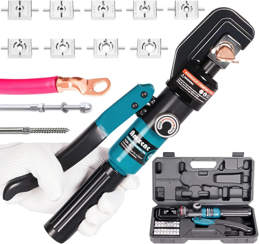AMZCNC Hydraulic Crimping Tool — rotating head for tight spaces