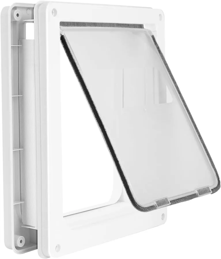 Lessmon Large Magnetic Locking Dog Door — magnetic strip and snap-in panel
