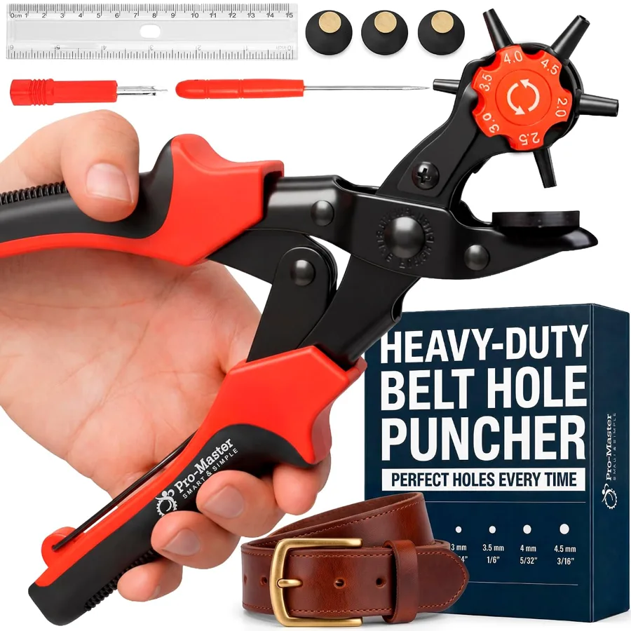 Pro-Master — double-lever punch with spare plates and guides