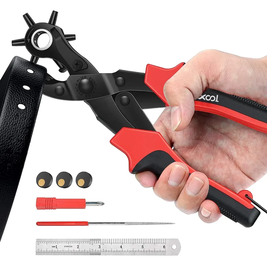 XOOL Revolving Punch Plier Kit — six sizes with a locking buckle