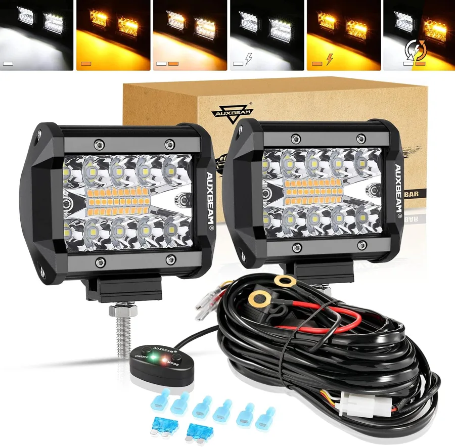 Auxbeam — six amber and white lighting modes