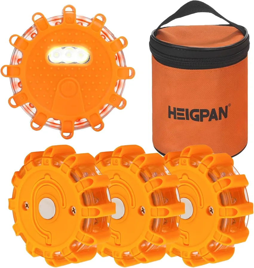 HEIGPAN Road Flares — nine flash modes plus a hanging hook