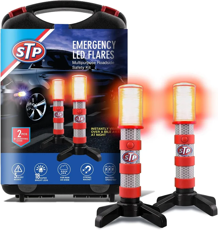 XTREME STP Road Flares — foldable stand and magnetic base in a case