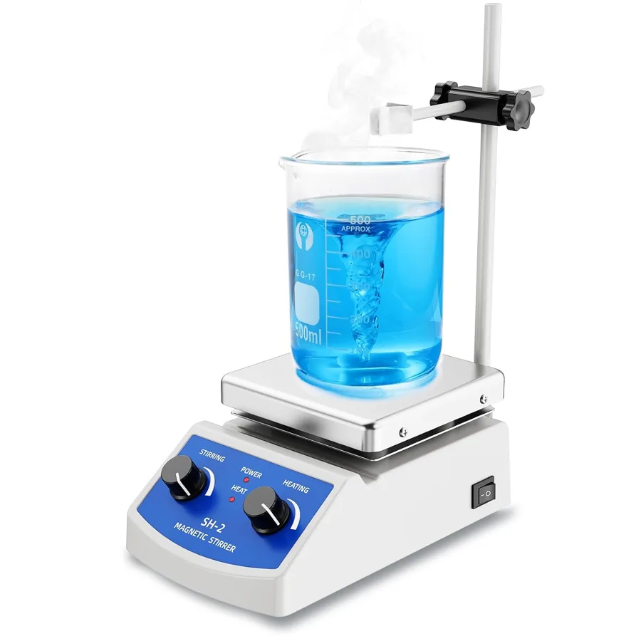 Magnetic Stirrer Hot Plate w/Stir Bar — compact kit with a spare fuse