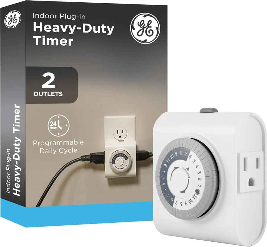 GE 24-Hour Plug — override switch and two grounded outlets