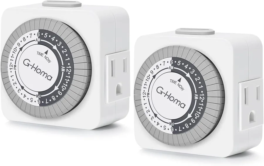G-Homa Mechanical Outlet Timer — easy two-pack for simple daily lights