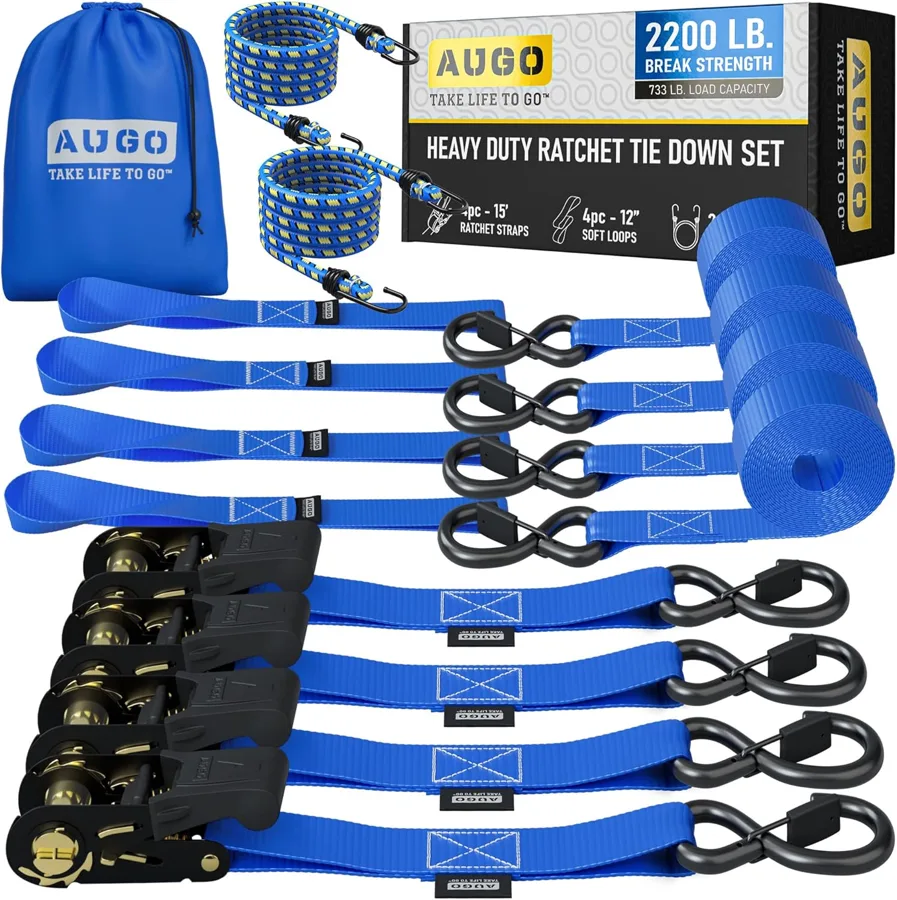 AUGO — four ratchet straps that hold cargo in place