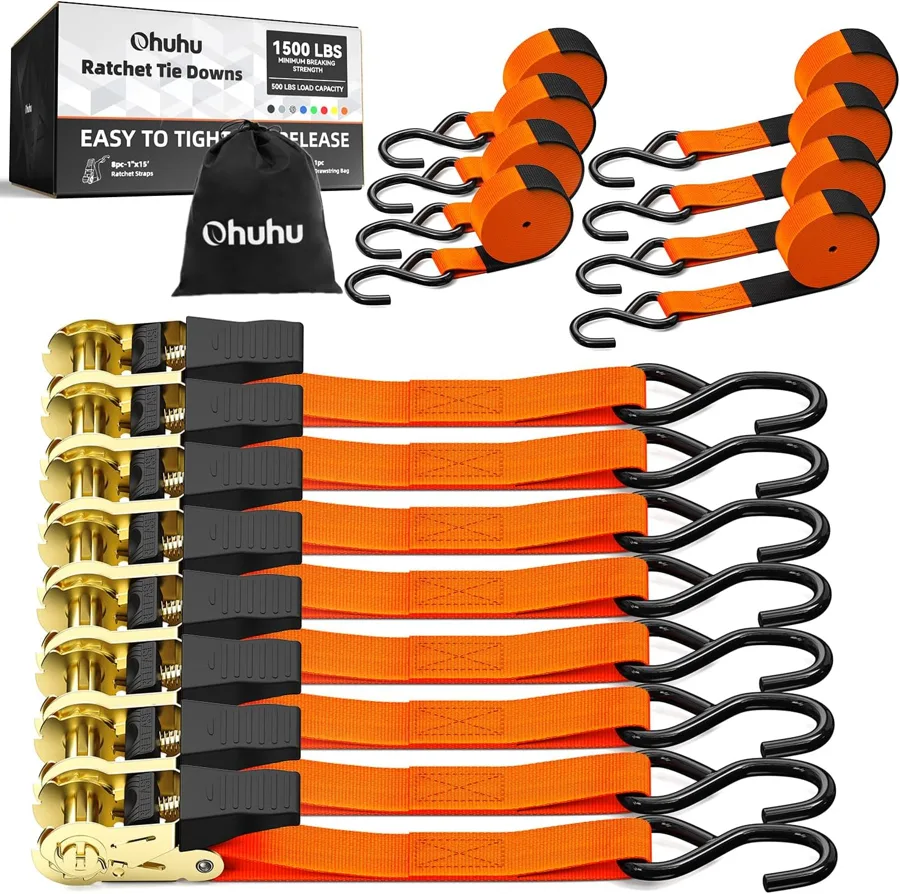 Ohuhu — eight ratchet straps to hold a moving truck load