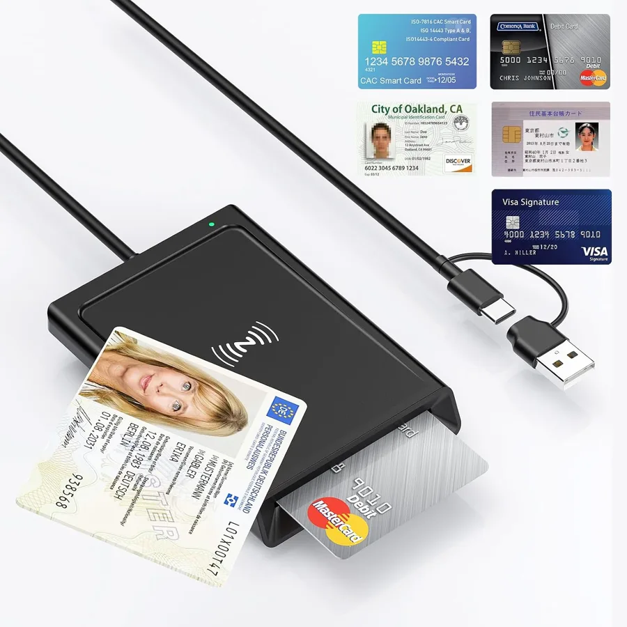 Rocketek — contact and contactless card reader with USB-A and USB-C