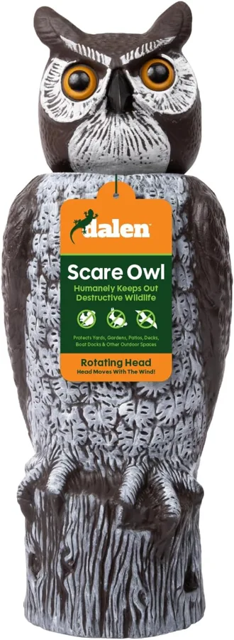 Dalen Owl Decoy — tall owl with a wind-turned head for open spaces