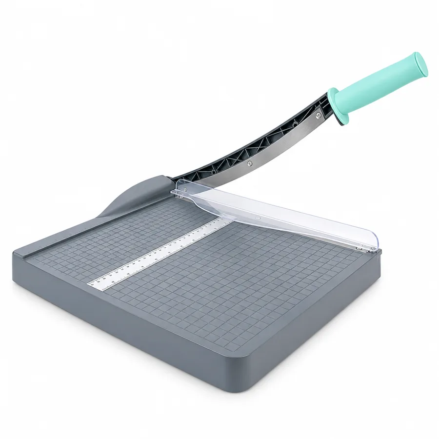 TrueTrim — a clear press that keeps A4 stacks steady for straight cuts
