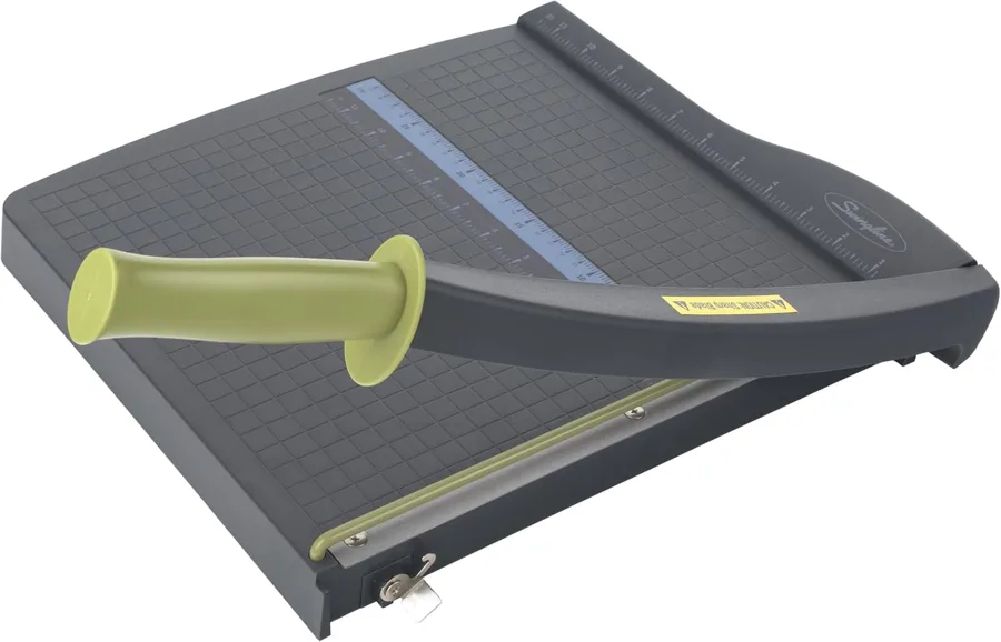 Swingline Paper Cutter — a guard rail and latch hook for shared offices