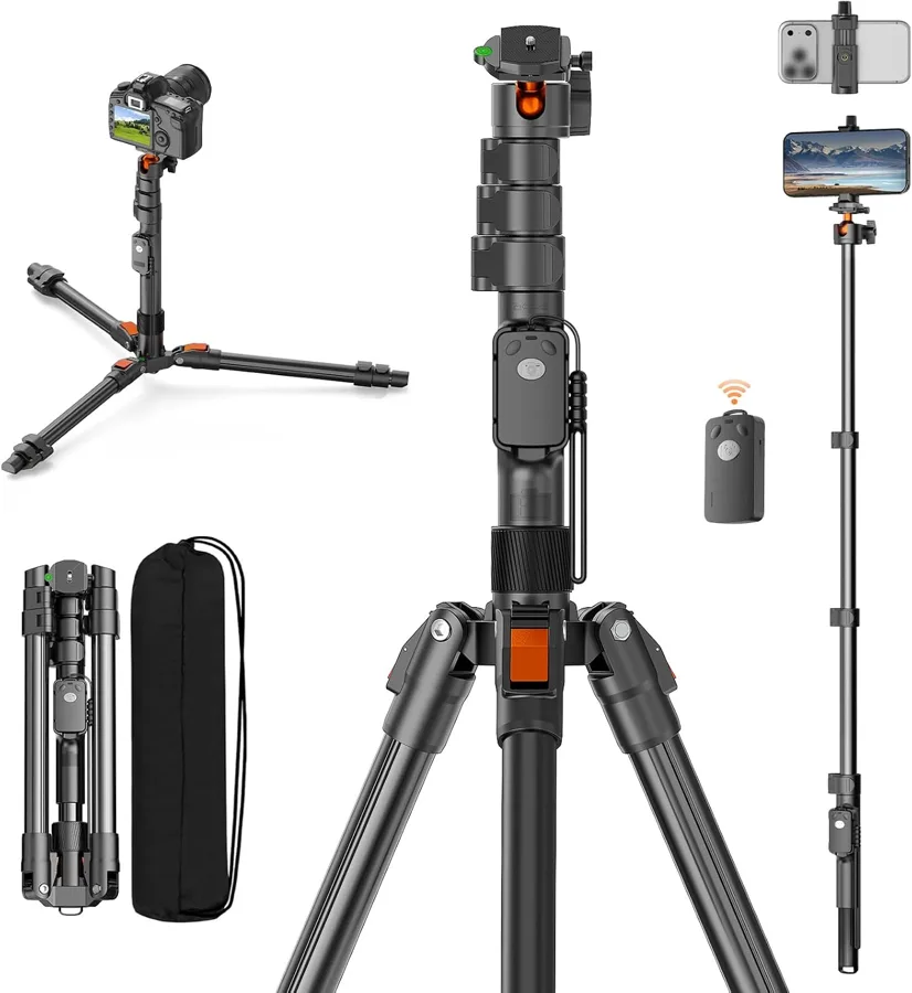 XXZU 75 in (190.5 cm) Camera Tripod — steady stand with a monopod column