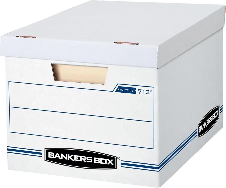 Bankers Box — folding file box with hand holes