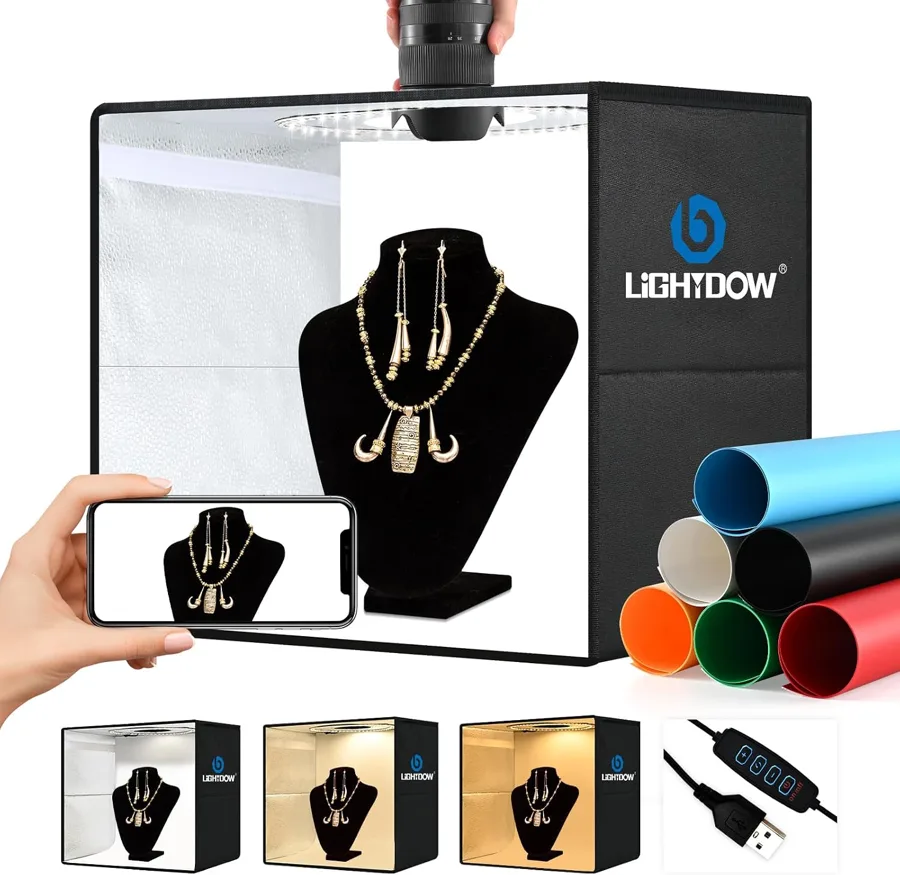 lightdow Photography Light Box — three light tones in a 16 in (41 cm) folding box