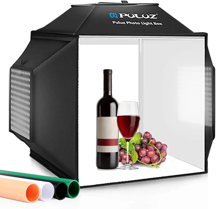 PULUZ Photography Light Box — three light panels in a 16 in (41 cm) folding box