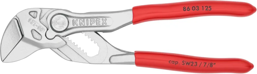 KNIPEX 86 03 125 — Pocket-size smooth jaws for small plated fittings